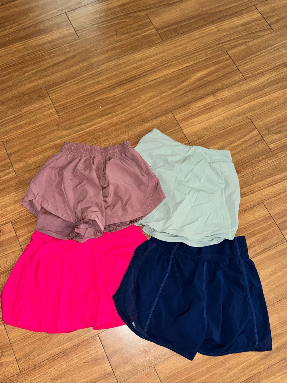 Womenβs Athletic Shorts Pack - Pink, Mauve, Light Mint & Navy